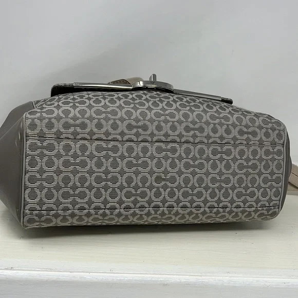 Coach Madeline Madison 25215 Gray Jacquard Leather Satchel Shoulder Crossbody